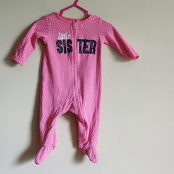 Carters Baby Girls Little Sister 2-Way Zip Cotton Sleep & Play Size 6 Months - Picture 2 of 6